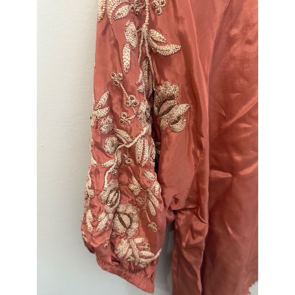 Sundance Embroidered Peasant Blouse Terracotta Pink Boho M Small - Picture 2 of 5